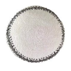 Handmade Knitted Kippah with Star of David Embroidery